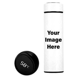 Personalized Stainless Steel White LED Temperature Water Bottle with Your Photo/Wishes/Logo Printed