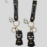3D Batman Keychain with Wrist Strap and Avengers Logo Charm